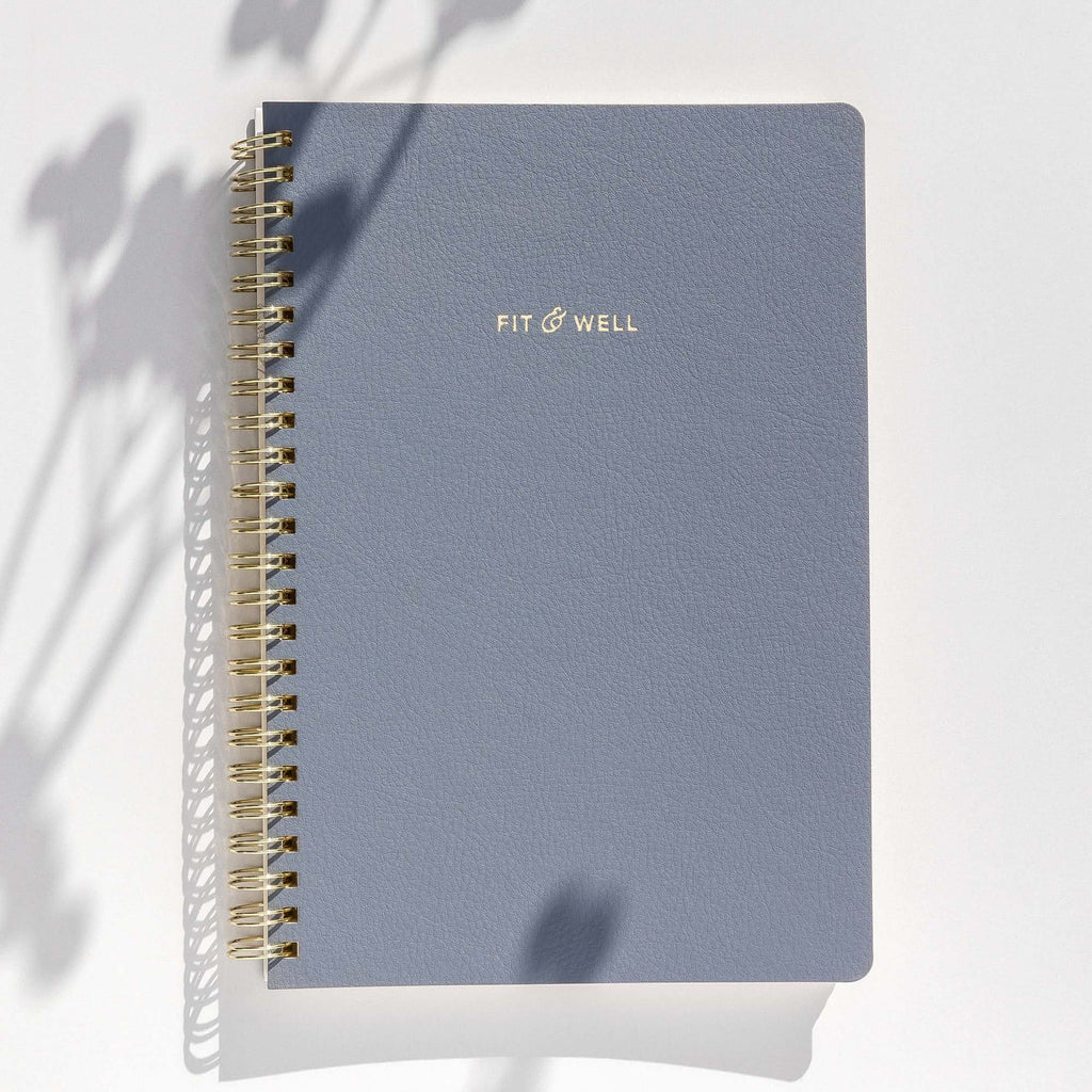 Kunitsa Co. Exercise Journal Dusty Blue Fit & Well Journal Exercise Journal | Track Exercise & Wellness | 180 days | Sage Green