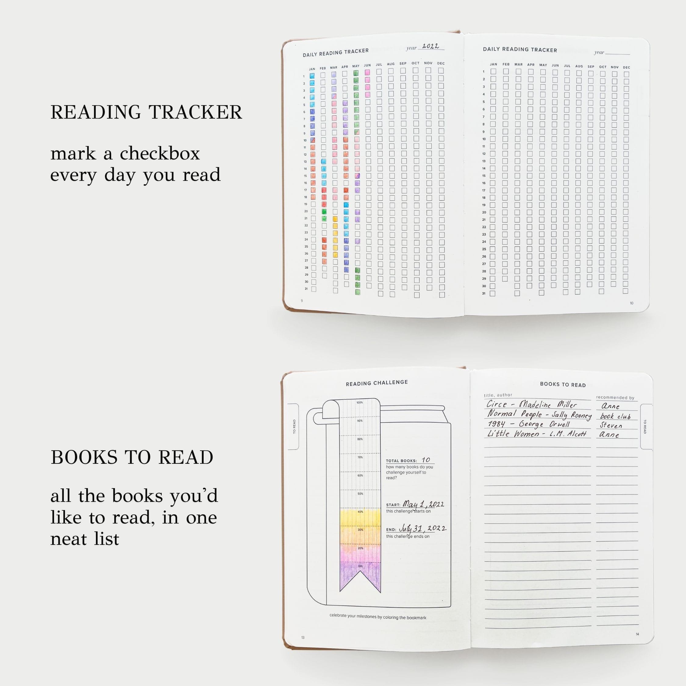 Avid Reading Journal for Book Lovers | 104 Reviews | Latte | Kunitsa Co.